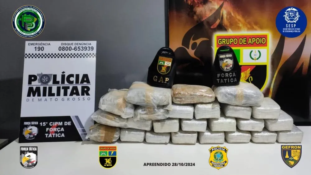 Operação Protetor das Fronteiras e Divisas intercepta veículo e apreende 40kg de maconha em Várzea Grande