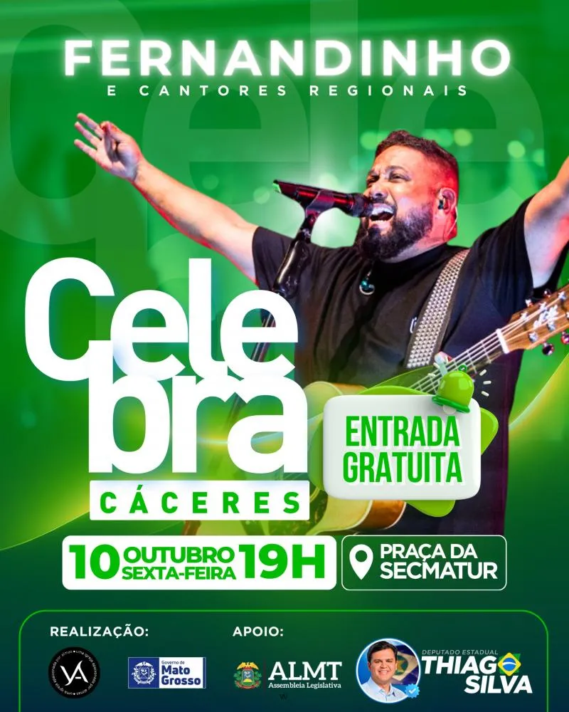 Deputado Thiago Silva Confirma apresentação do cantor gospel Fernandinho em Cáceres dia 10