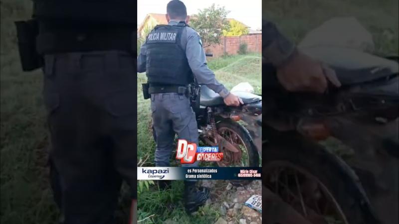 MOTO QUE HAVIA SIDO FURTADO DURANTE A MADRUGADA É RECUPERADA PELA POLICIA MILITAR EM CACERES (14).